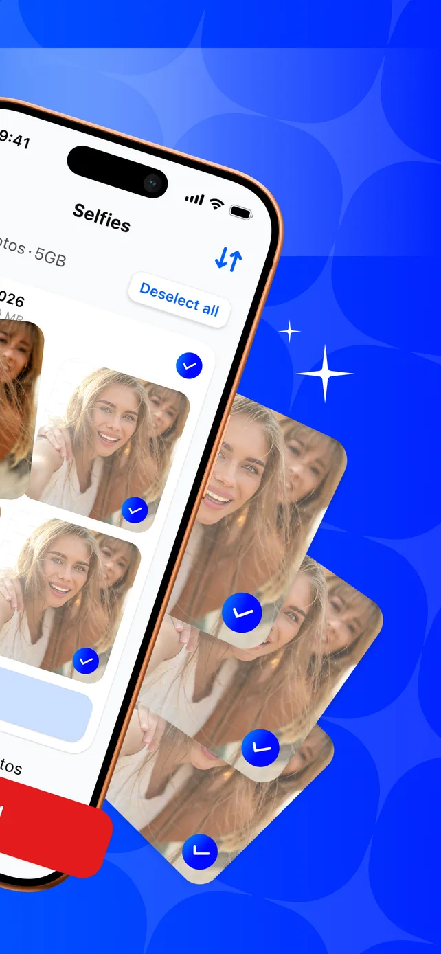 Sweepo Selfies duplicate review screen